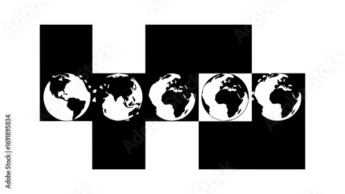 Earth globe rotation sequence with transparent background