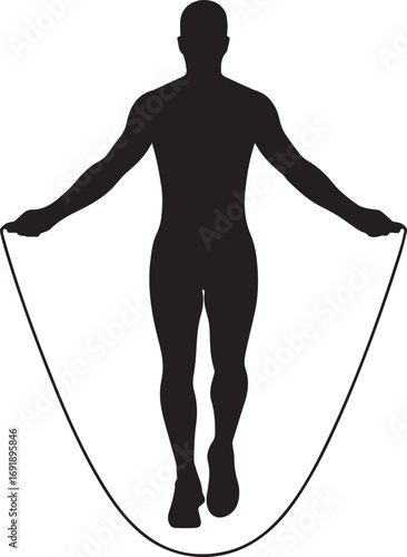 Fitness athlete silhouette jumping rope for intense cardiovascular workout and training session