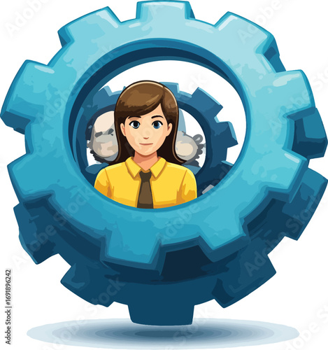 Empowered female professional embodying the vital human element within intricate operational mechanics, providing essential support and strategic guidance for seamless workflow