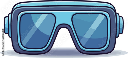 Retro-Futuristic 3D Glasses with Blue Lenses - Vector Illustration for Virtual Reality and Gaming Concepts