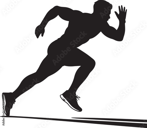 Dynamic silhouette of a fit athlete sprinting forward with power and speed