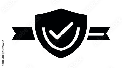 Shield with check mark icon symbolizing security protection and trusted safety guarantee
