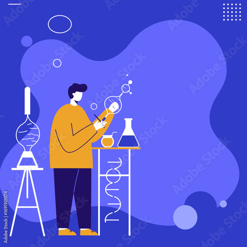 Scientist conducting innovative research in a modern laboratory, exploring brain function and molecular chemistry. Perfect for science, education, or technology concepts.