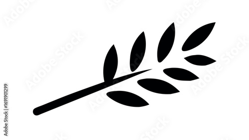 Wheat branch icon silhouette symbol representing agriculture farming and natural grain harvest
