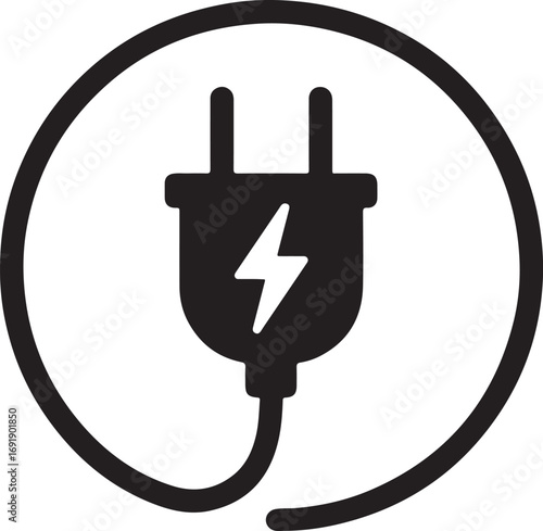 Standard Wired Electrical Power Plug Line icon Vector Illustration