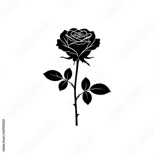 Vector art of elegant black rose silhouette