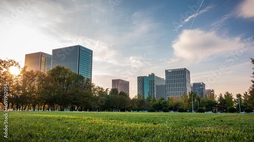 On August 17, 2023, a time-lapse photography of the 4K urban architectural scenery in Binhai New Area, Tianjin, China.