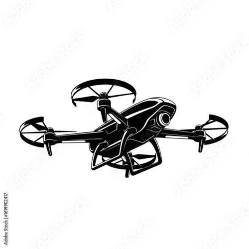 Vector art of modern black quadcopter drone