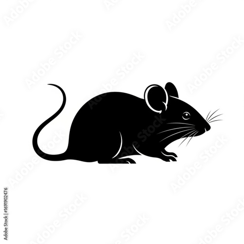 Vector art of black rat silhouette with long tail