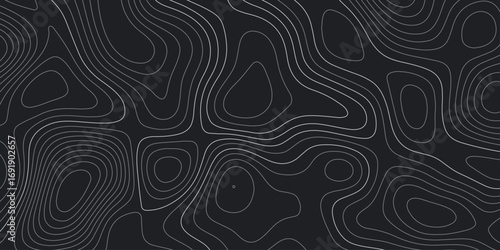Abstract design with seamless pattern with lines topographic map. geographic mountain relief. the black on gray contours topography stylized height of the lines. geographic contour map paper texture.