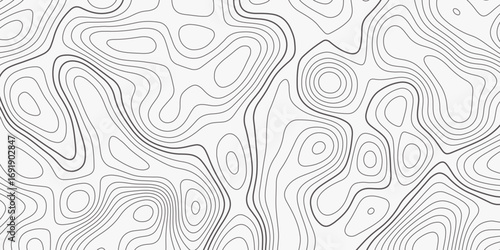 Abstract design with seamless pattern with lines topographic map. geographic mountain relief. the white on black contours topography stylized height of the lines. geographic contour map paper texture.