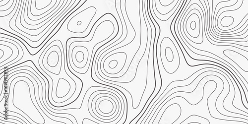 Abstract design with seamless pattern with lines topographic map. geographic mountain relief. the white on black contours topography stylized height of the lines. geographic contour map paper texture.