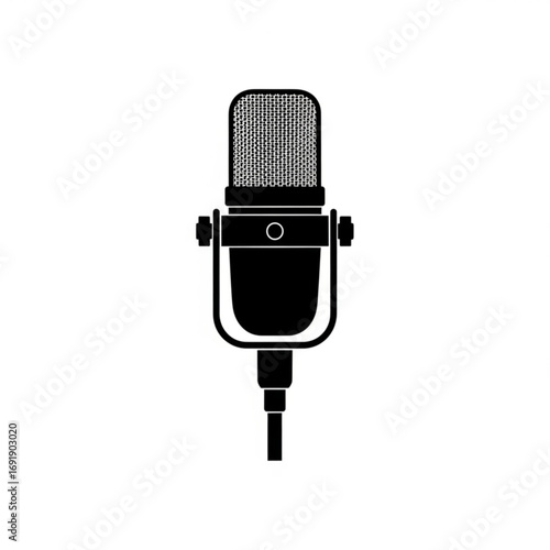 Vector art of vintage microphone with usb connection