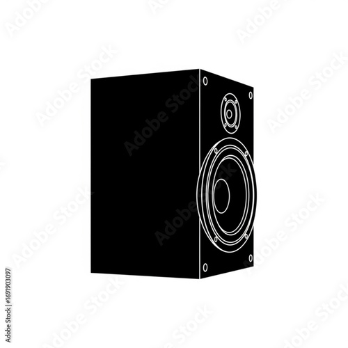 Vector art of black speaker, modern audio equipment