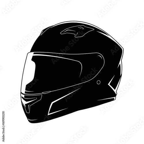 Vector art of black motorcycle helmet