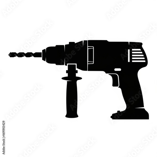 Vector art of power drill silhouette with detailed design