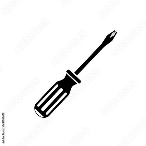 Vector art of flat black screwdriver tool