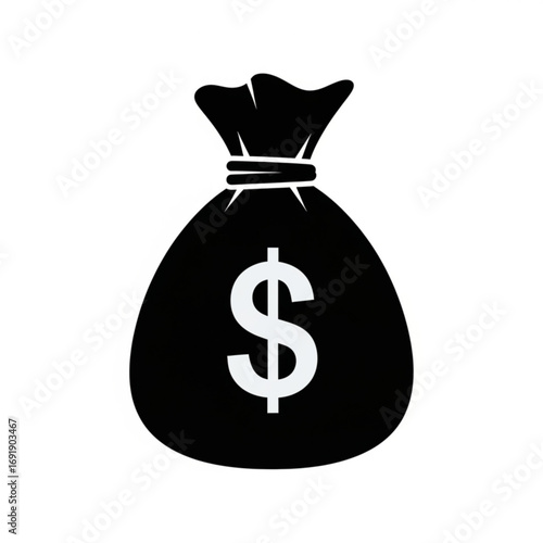 Vector art of black money bag with dollar sign icon