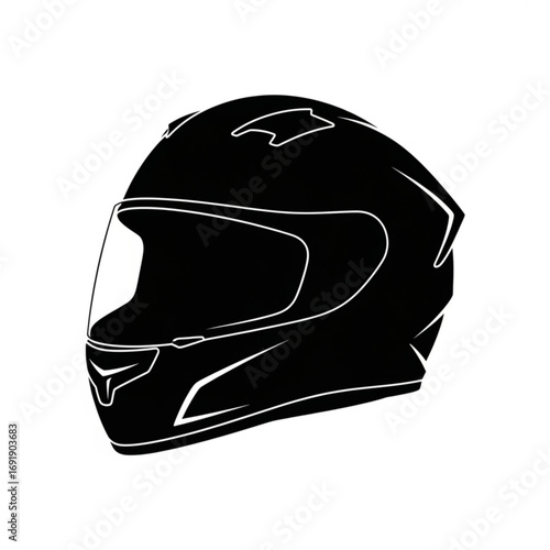 Vector art of black motorcycle helmet with sleek design
