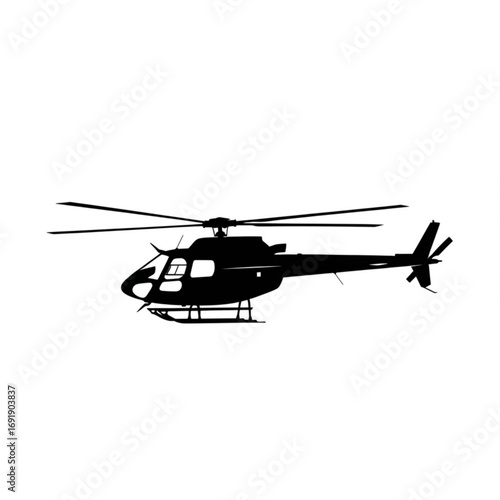 Vector art of helicopter silhouette with rotor detail