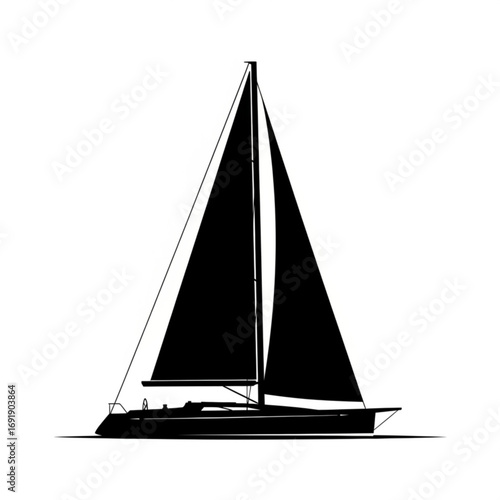 Vector art of sailboat silhouette with tall mast