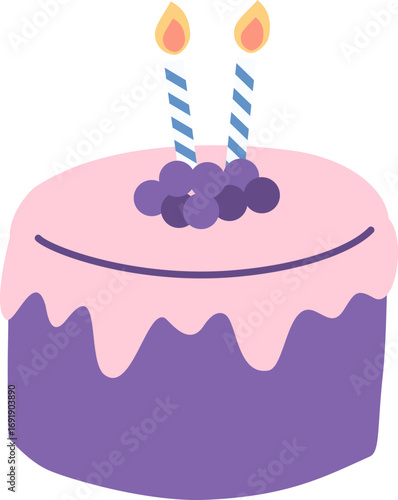 Birthday Cake with Candle. Cake with blueberry topping for birthday party. Cake with Candle for Wedding.