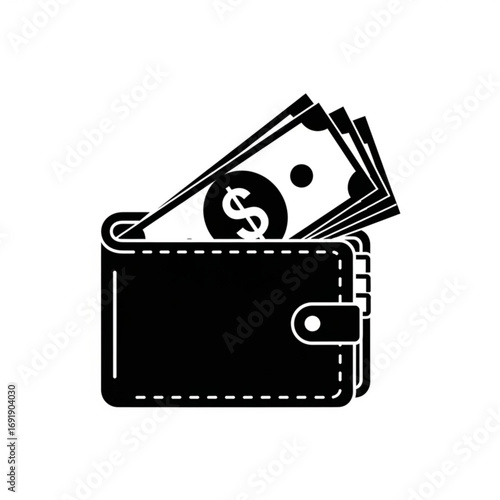 Vector art of wallet with cash in flat design