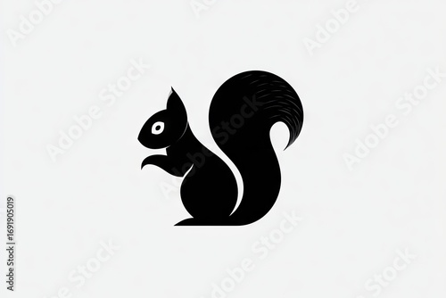 Simple black silhouette of a squirrel.