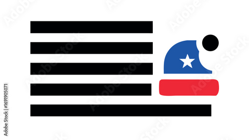 Illustration of american flag stripes with holiday hat for celebration and culture concept  
