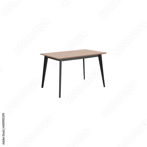 This is a digitally rendered, full shot of a modern dining table.
