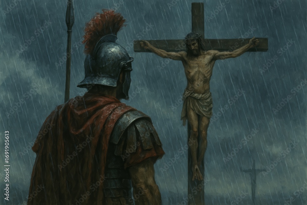 Obraz premium Crucifixion Scene in the Rain