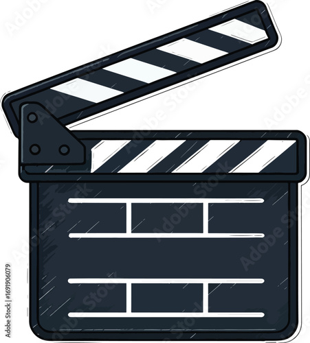 Clapperboard Icon A Simple Black and White Illustration for Filmmaking, Perfect for Movie Productions and Film Industry Projects
