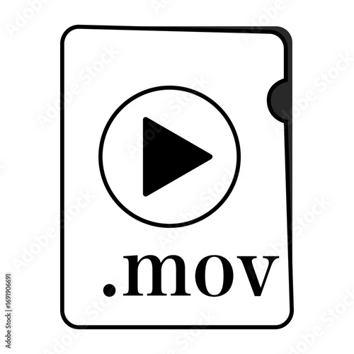 MOVファイル形式イラスト　動画ファイル モノクロ〜MOV file format illustration video file monochrome〜