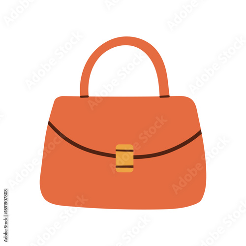Orange colorful female bags. Women handbag . Fashionable leather accessories. Hand drawn trendy Vector illustration. Isolated element