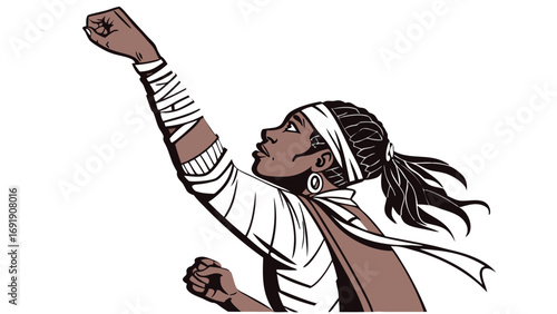Strong woman raising fist protest illustration
