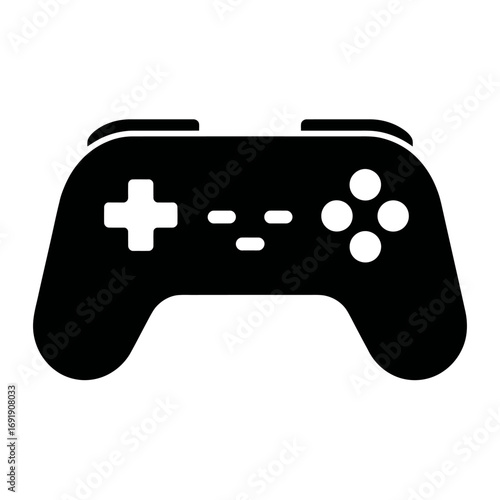 Black Game Controller Icon for Video Games and Entertainment Vector Illustration Gaming Concept Fun Activity for Recreation Play