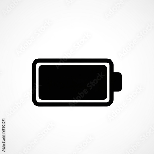 Vector art of black battery icon with low power indicator
