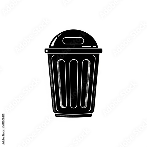 Vector art of black trash bin icon