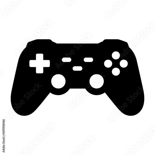 Simple Black Game Controller Icon on White Background Vector Illustration for Gaming Enthusiasts and Designers