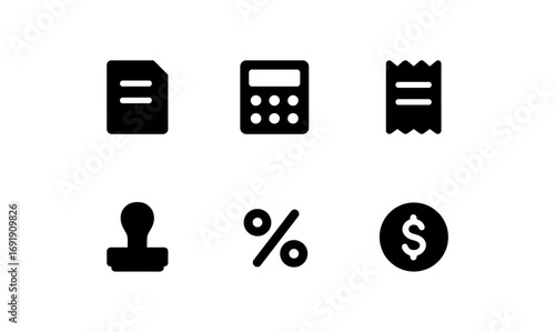 Finance and calculation icons in modern flat design