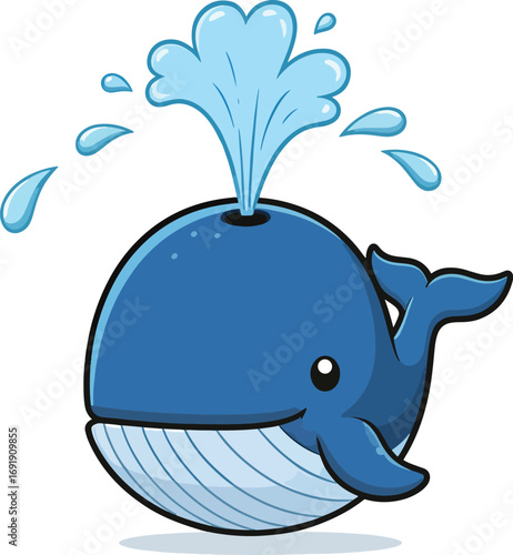 Adorable Cartoon Whale Spouting Water A Delightful Illustration