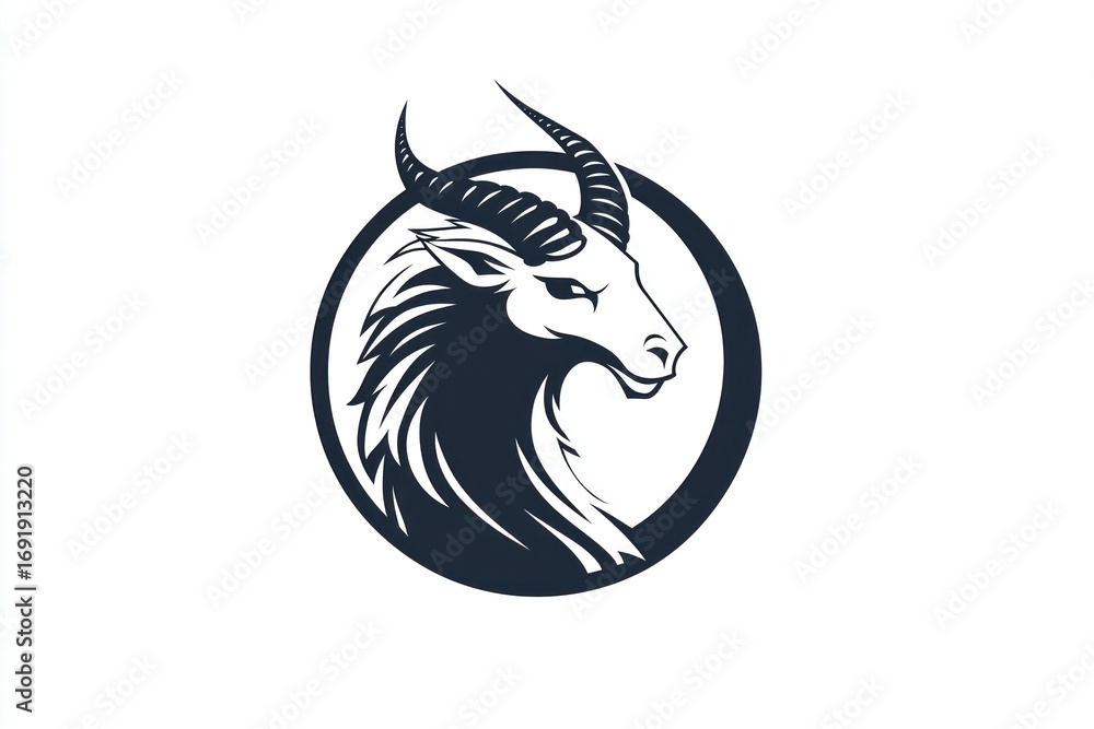 Naklejka premium Capricorn Zodiac Sign Isolated On White Background. Horoscope. Capricorn Horoscope Symbol. Astrological Capricorn Design. Capricorn sign Icon. Detailed Capricorn Zodiac Emblem Isolated. Astrology.