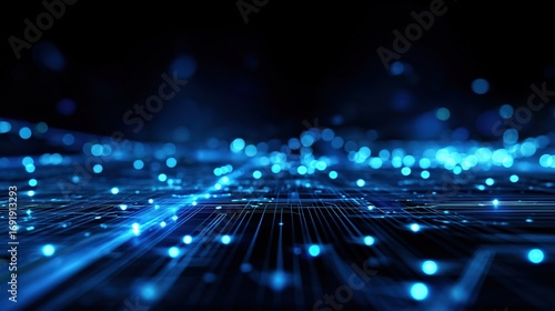 Blue digital grid network with glowing connection points perfect for technology and data visualization concepts 