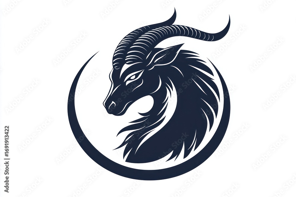 Obraz premium Capricorn Zodiac Sign Isolated On White Background. Horoscope. Capricorn Horoscope Symbol. Astrological Capricorn Design. Capricorn sign Icon. Detailed Capricorn Zodiac Emblem Isolated. Astrology.