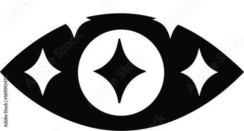 Abstract Black and White Stylized Eye Symbol with Diamond Shapes icon style vector illustration EPS file download
