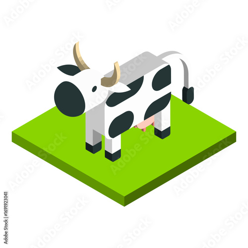 Isometric dairy cow vector illustration for farming and agriculture concept