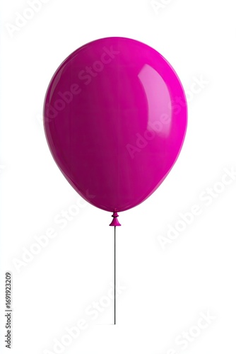 Single magenta balloon on white background