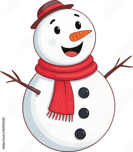 smiling snowman with red scarf sticker.