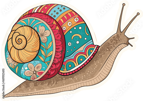 snail with colorful shell sticker.