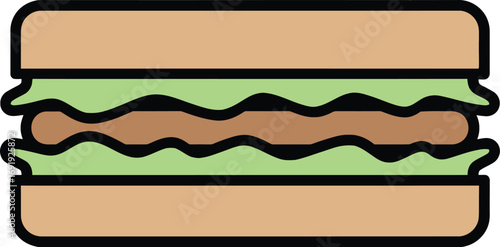 Simple Sandwich Illustration, Cartoon Sandwich Clipart, Cute Sandwich Icon, Flat Sandwich Design, Vector Sandwich Graphic